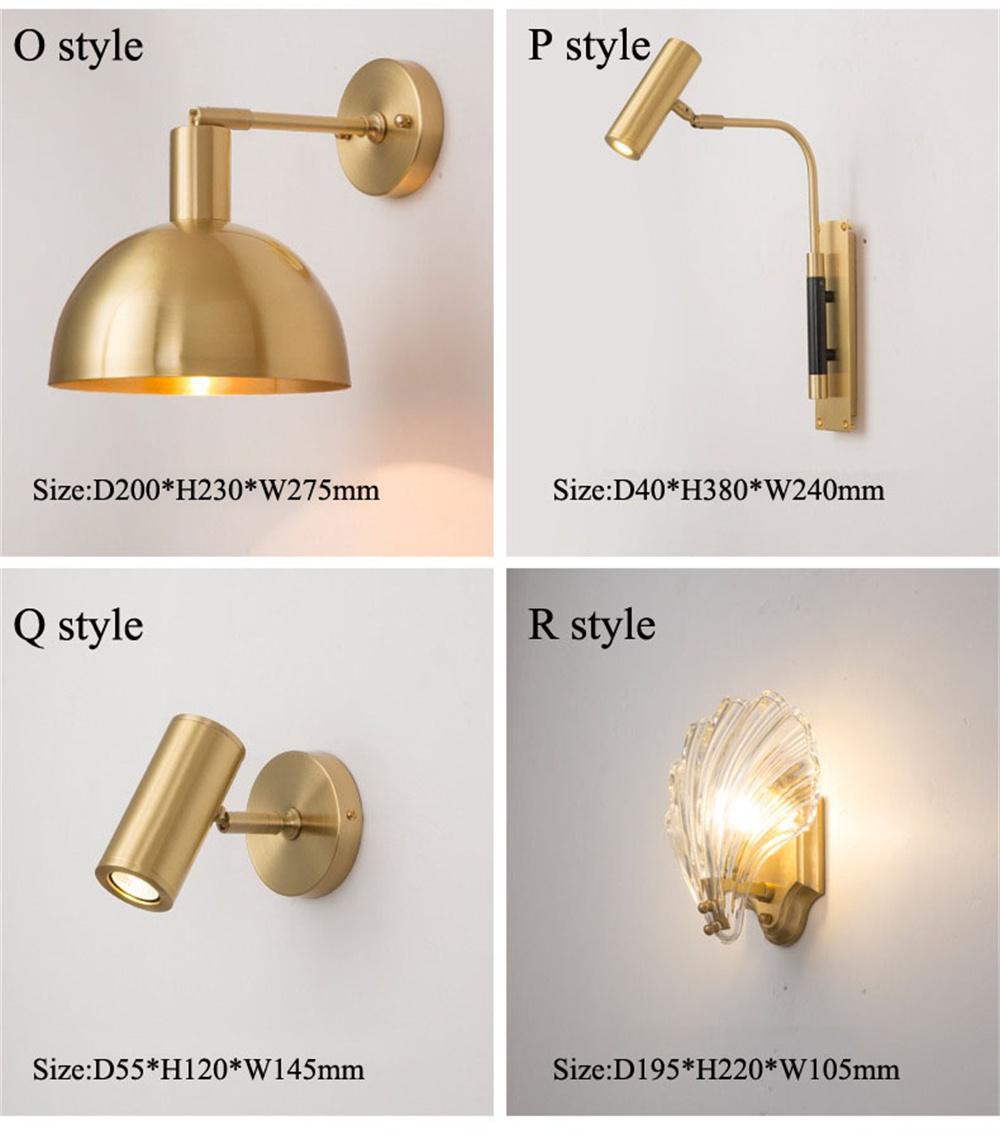 Nordic Brass Bedroom Bedside Wall Lamp Modern Creative Simple Bathroom Mirror Front Lamp Aisle All Copper Retro Lamps