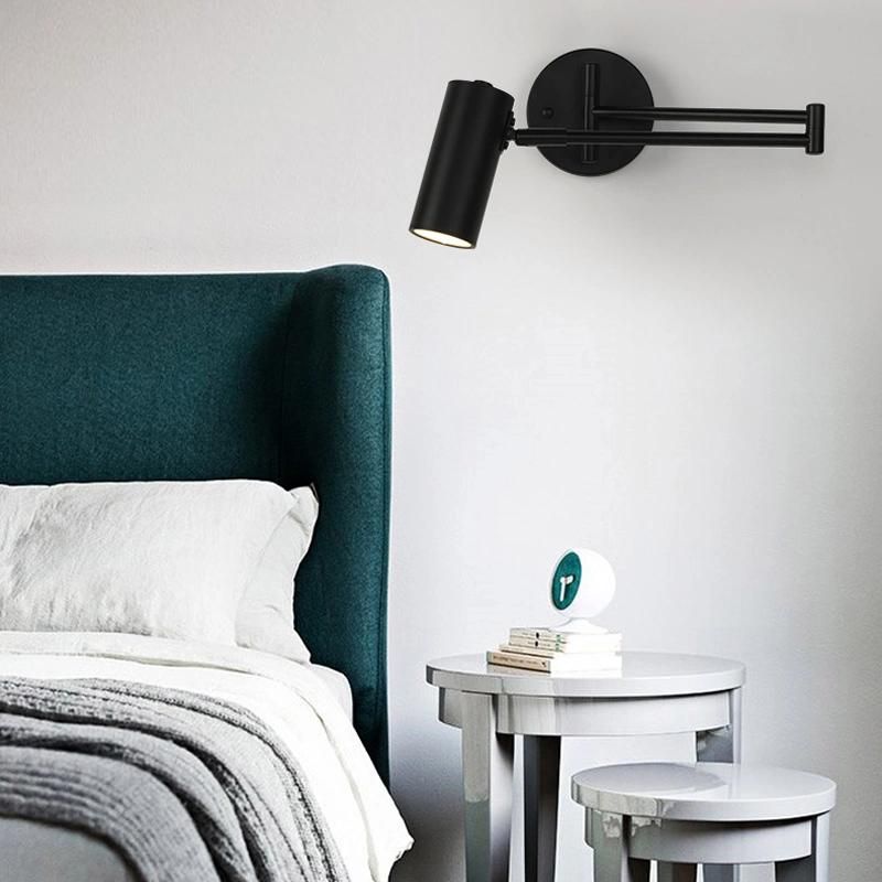 Bedroom Bedside Reading Light Modern Study Folding Telescopic Rocker Arm Wall Lamp