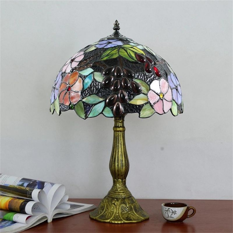 European Mediterranean Creative Blue Baroque American Retro Tiffany Stained Glass Table Lamp