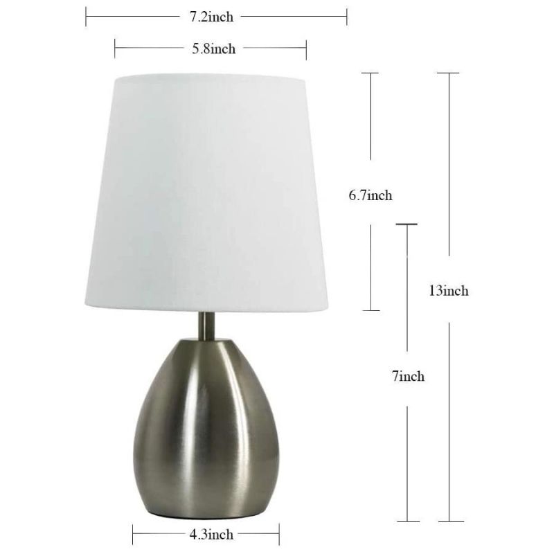 Jlt-4592 Unique Metal Base Antique Brass Nickel Table Lamp with Gray Linen Shade for Home Bedroom Bedside Nightstand Light