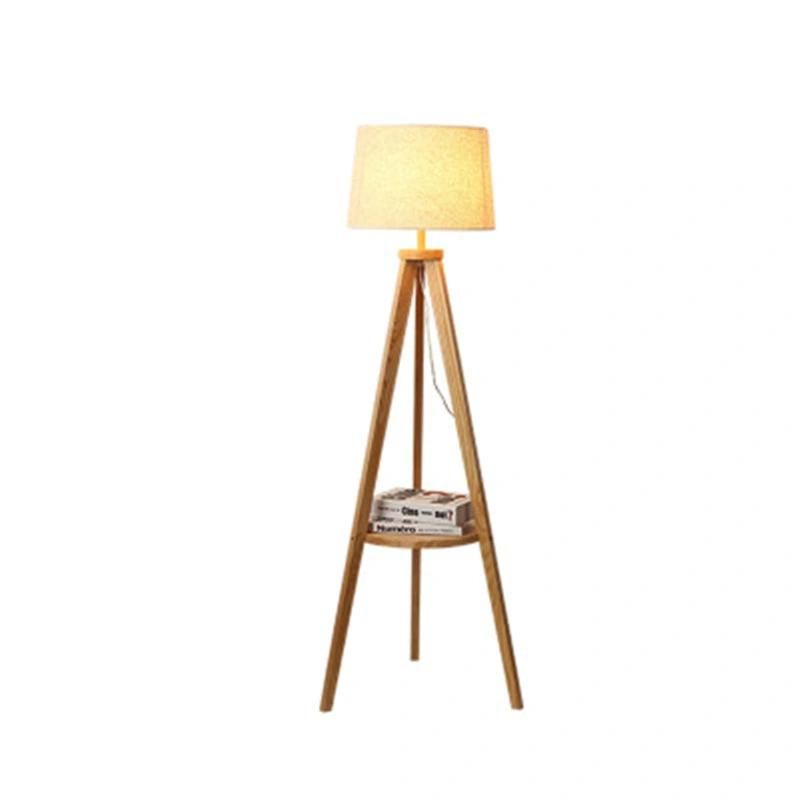 Modern Wooden Fabric Living Room Bedroom Floor Lamp Night Wooden Tripod Floor Lamp (WH-WFL-14)