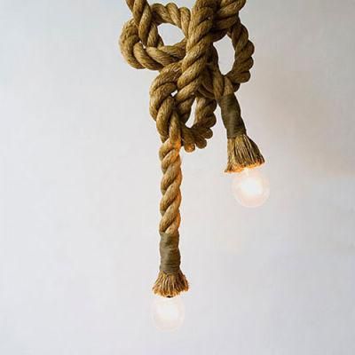 Retro Vintage Hemp Rope Pendant Light Loft Creative Hanging Lamp with Edison Bulb American Style