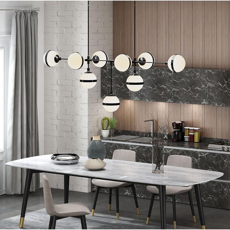 Postmodern Nordic Long Striped Glass Living Room Lamp Dining Room Chandelier