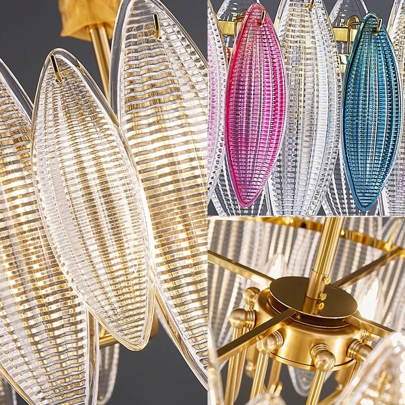 Asian Lotus Style Crystal Chandelier Bedroom Dining Room Pendant Lamp