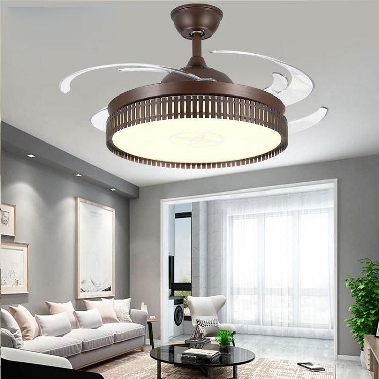 Round Ceiling Fan Hanging Ceiling Fans for Home Office Family Room Ceiling Fan with Light