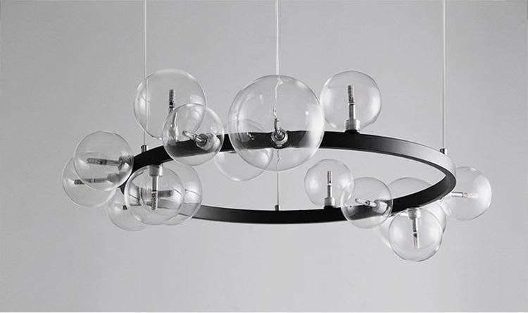 Modo Clear Bubbles Round Black Chandelier