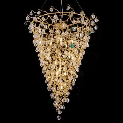 2022 Artist Modern Decorative Chandelier Lighting Copper Branch High Class Crystal Lamp Water Pendant Light Home Villa Lamp