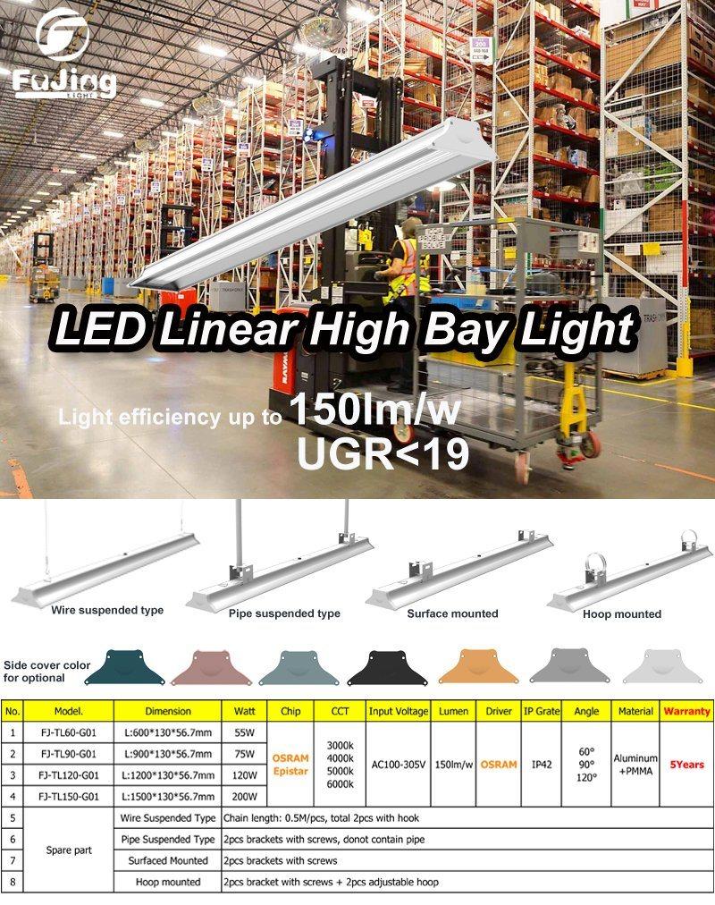High Lumen Workshop Industrial Light Linear Trunking System 1500mm 200W LED Linear Light