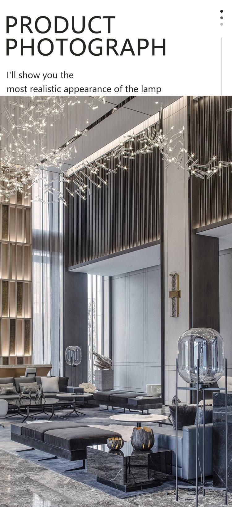 Professional Quality Stairway Villa Hotel Exhibition Big Luxury Glass Stainless Steel LED Chandelier