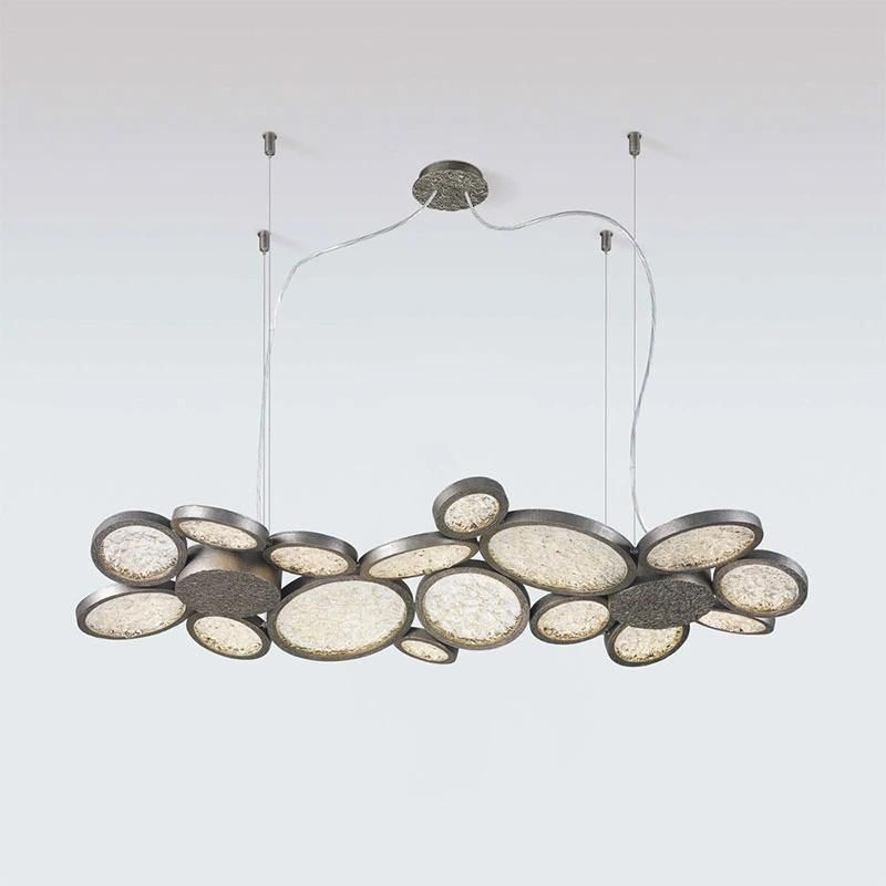 2022 Modern Hotel Lobby Round LED Ring Ceiling Light Black and Gold Chandelier Light