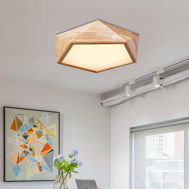 Natural Wood Ceiling Lights for Bedroom Living Room Kitchen Lighting Fixtures (WH-WA-07)