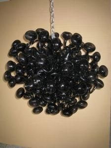 Unusual Mini Modern European Black Glass Ball Chandelier