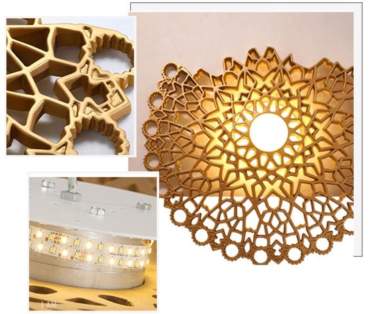 Modern Hotel Lobby Decorative Large Size Resin Gold LED Ceiling Pendant Light