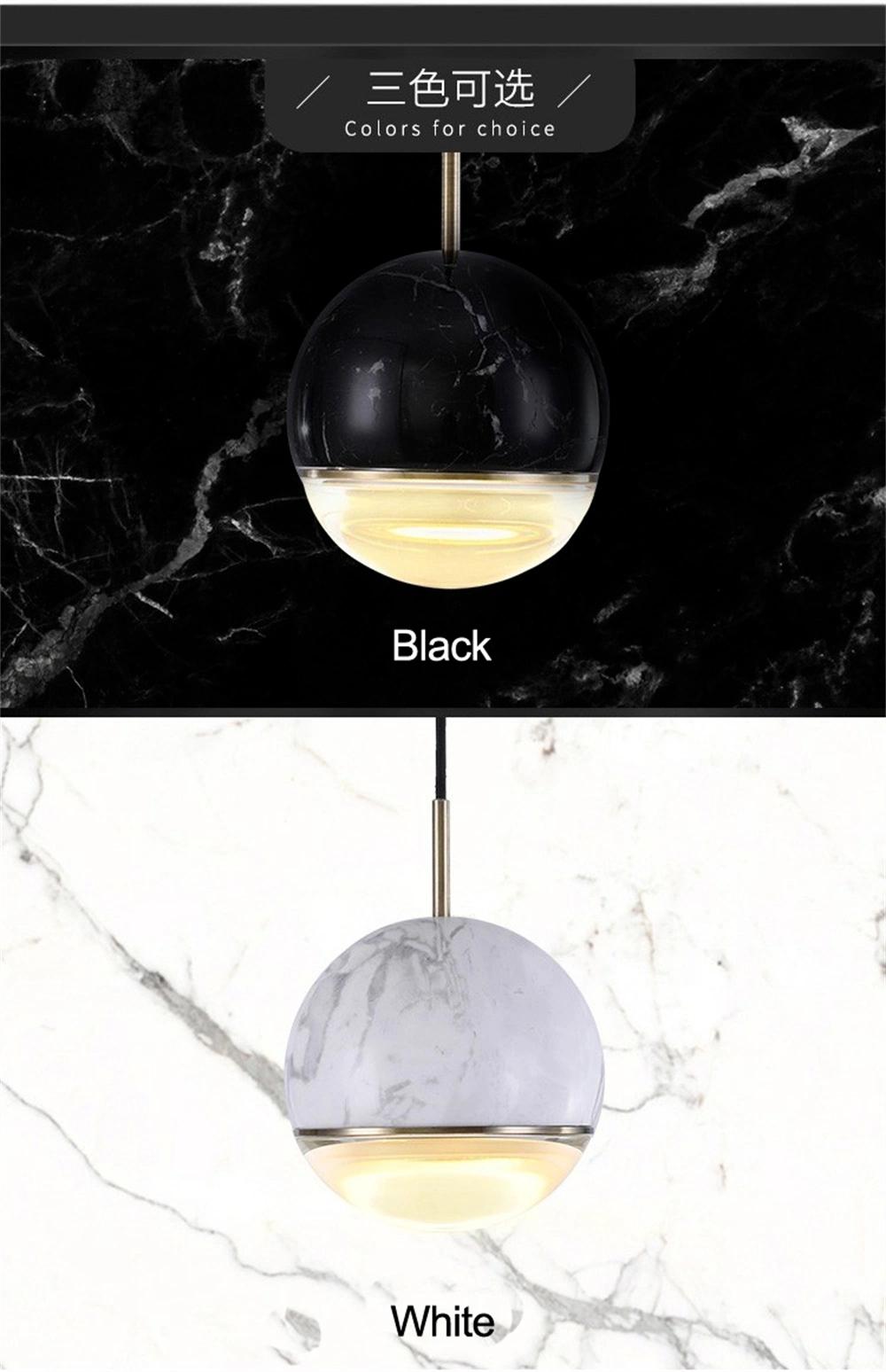 Simple Marble Texture Pendant Lamp Modern Crystal Ball Small Droplight Loft Black White Green Sphere Cord Pendant Light