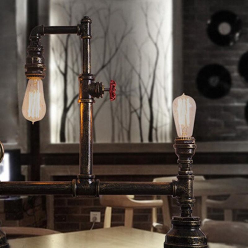 Industrial Vintage Light Black Silver Copper Rustic Industrial Bedside Table Lamp (WH-VTB-31)