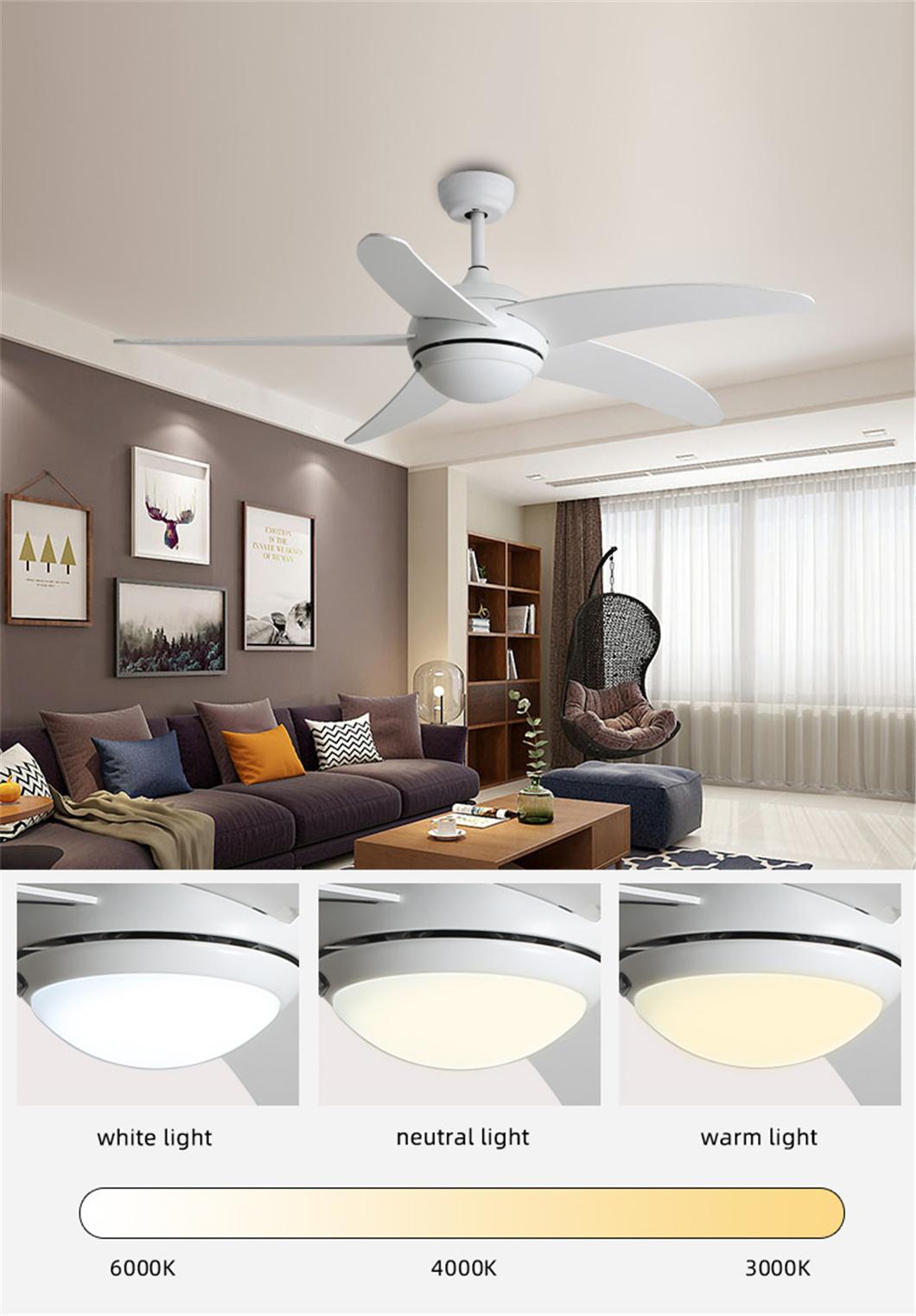 Simple Design Remote Control 3 Fan Speed AC Power 52 Inch 5 Blades Ceiling Fans Wood Light