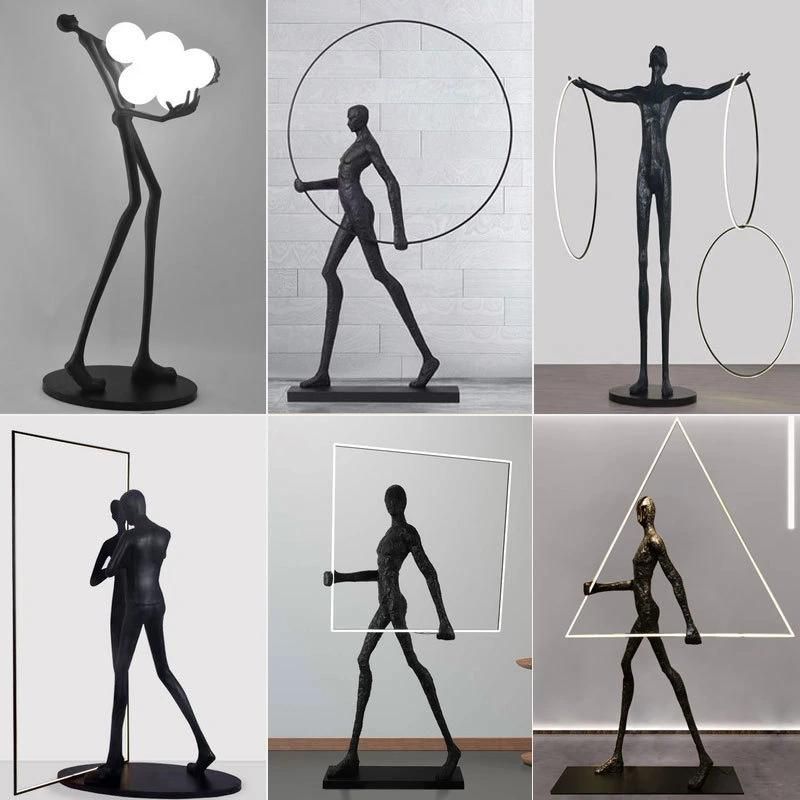 Humanoid Art Sculpture Holding Ball Floor Lamp, Designer Hotel Lobby Exhibition Hall, Creative Body Decoration Floor Lamp