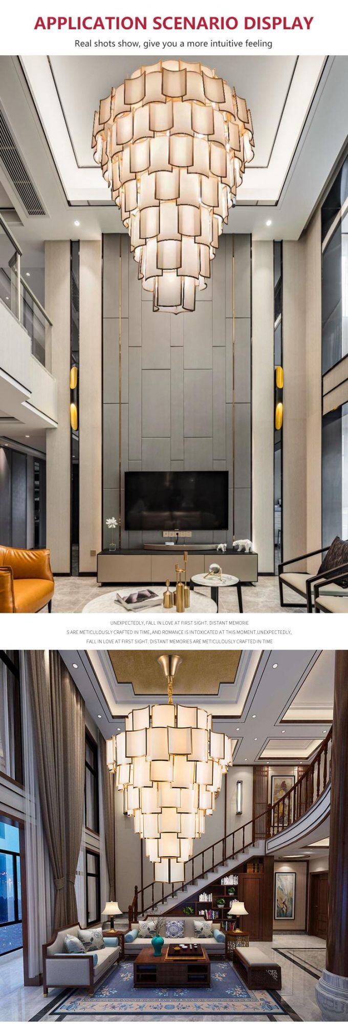 Large Lamp Bedroom Stair Living Room Hanging Modern Luxury Crystal LED Chandelier Light