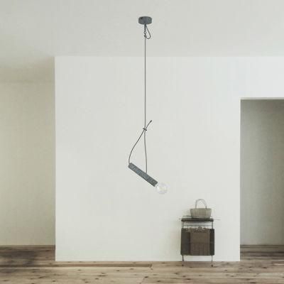 Nordic Indoor LED Long Tube Concrete Cement Aluminum Cylinder Linear Pendant Light