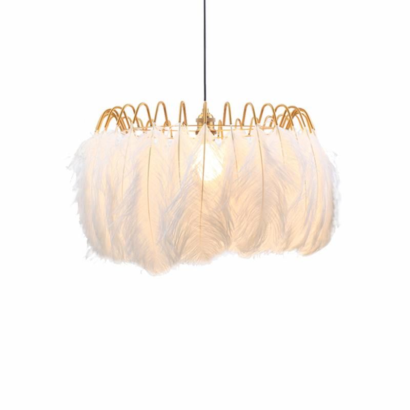Modern White Feather Pendant Lights for Kitchen Bedroom Lighting (WH-AP-77)