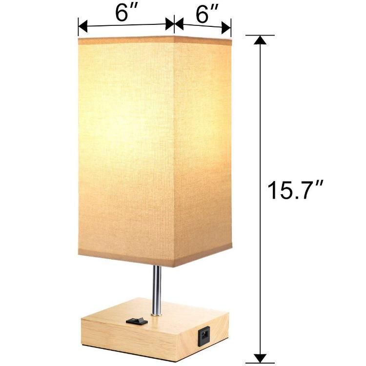 Jlt-9454 Linen Shade USB Charging Port Reading Lamp for Living Room End Side Table Bedside Nightstand Lamp