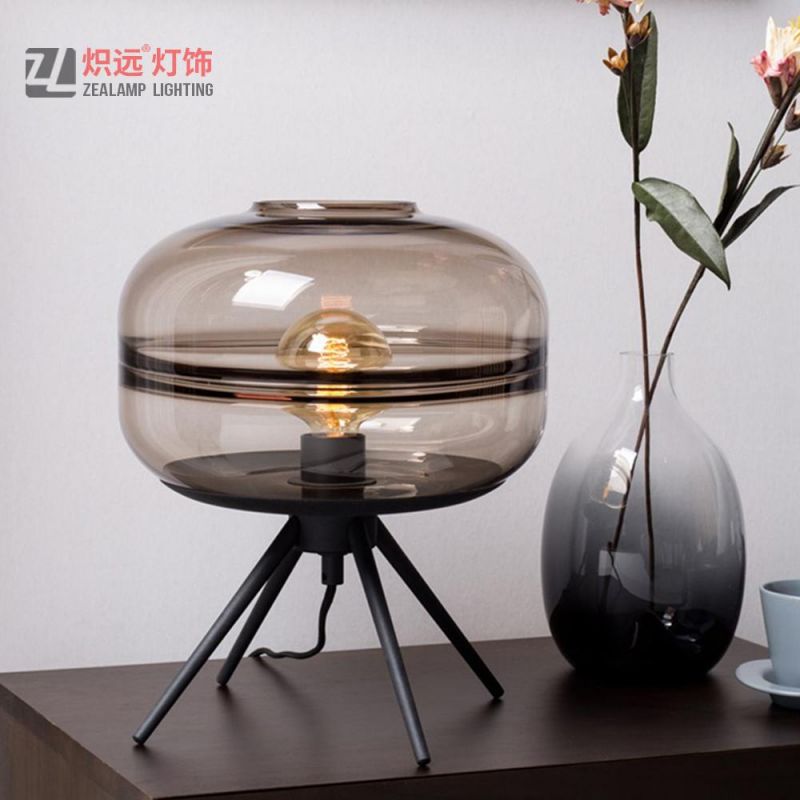 Quadripod Metal Decorative Reading Light for Residences Glass Table Lamp