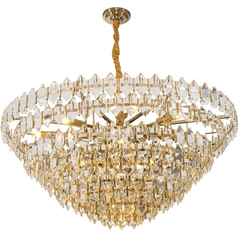 Suspension Crystal Luminaire Gold Hanging Lamp for Living Room Sitiing Room Decor (WH-AP-96)