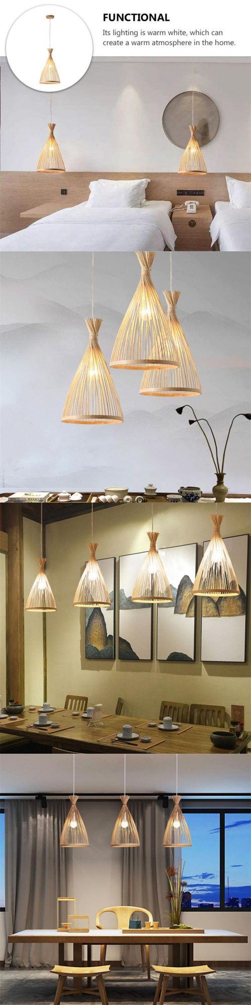 Classic Bamboo Chandelier Woven Bamboo Light Bamboo Hanging Lamp for Home Lampara Techo