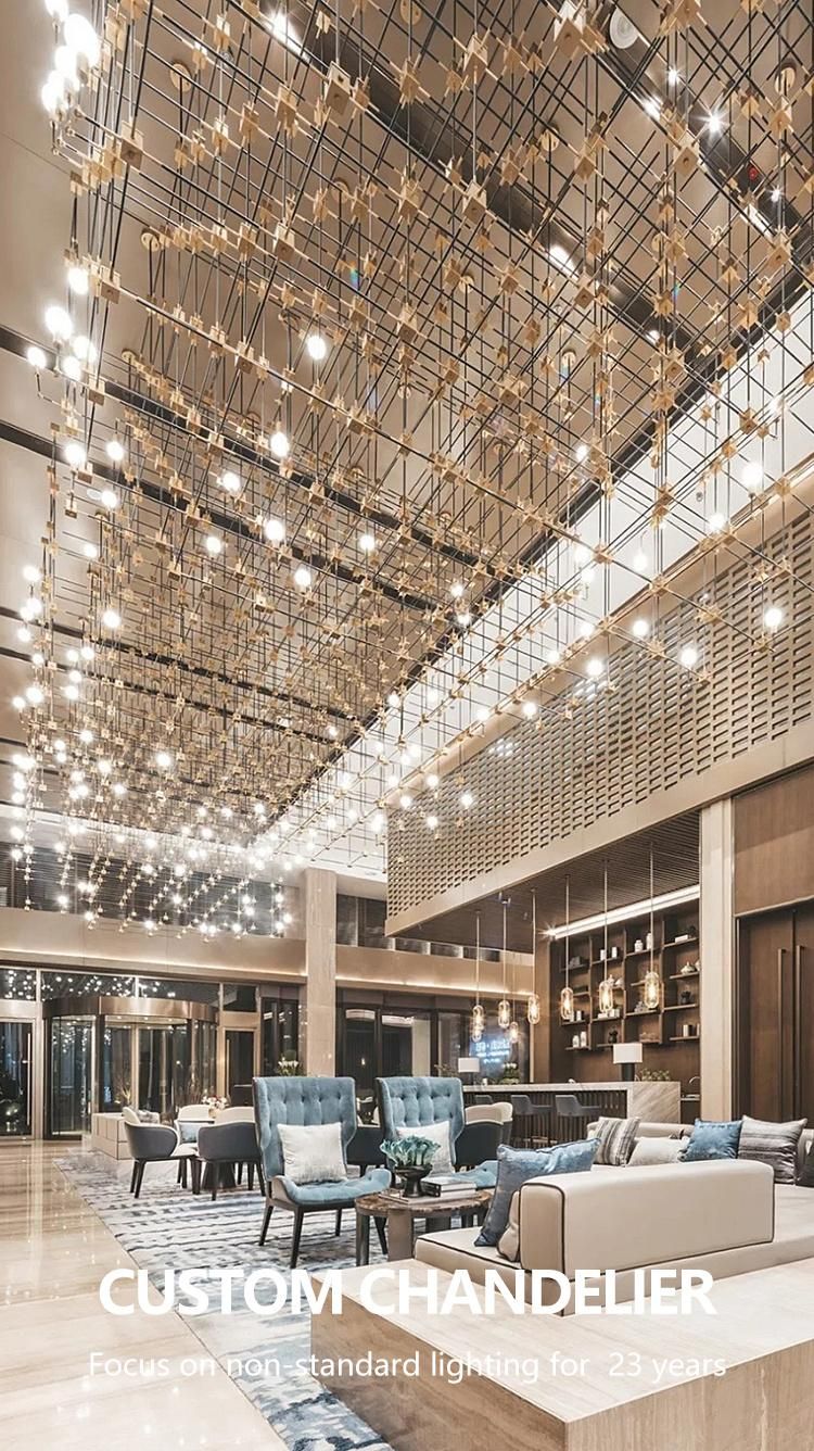 Modern Style Commercial Center Hotel Exhibition Hall Luxury Iron Custom Project LED Chandelier Lamp