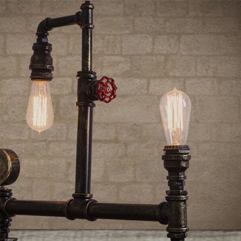 Industrial Vintage Light Black Silver Copper Rustic Industrial Bedside Table Lamp (WH-VTB-31)