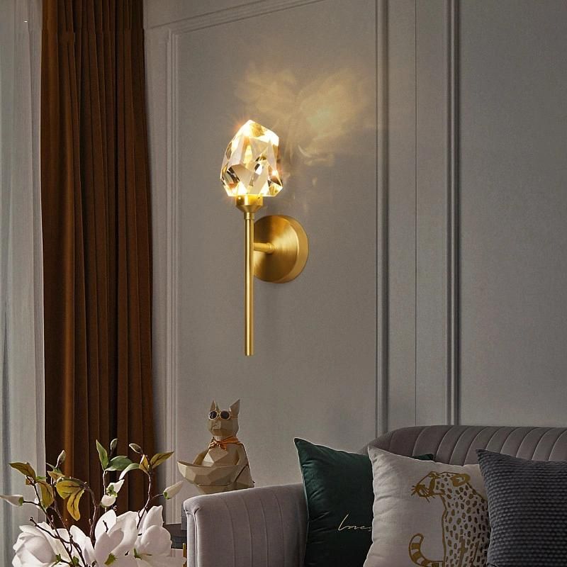 LED Crystal Wall Light All Copper Nordic for Bedroom Living Room Gold Wall Sconce (WH-OR-100)