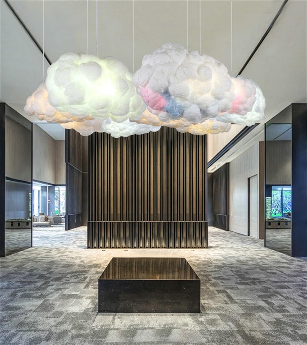 Romantic Creative White Floating Clouds Shape Chandeliers Ceiling Decor Lamp for Home Children Room Wedding LED Pendant Lamp