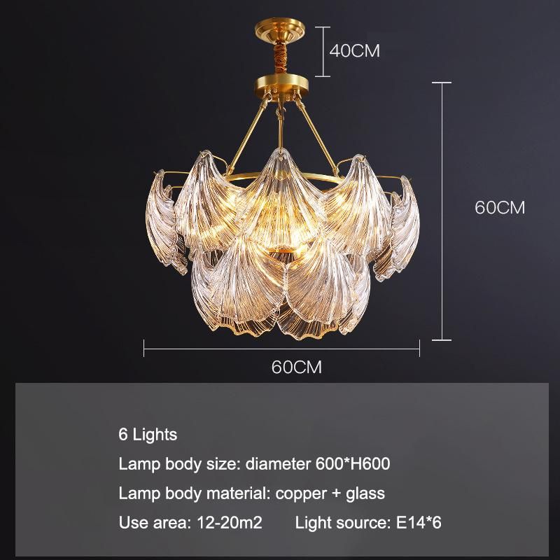 LED Light Luxury Living Room Chandelier Gorgeous European Style Crystal Shell Lamp Indoor Lights