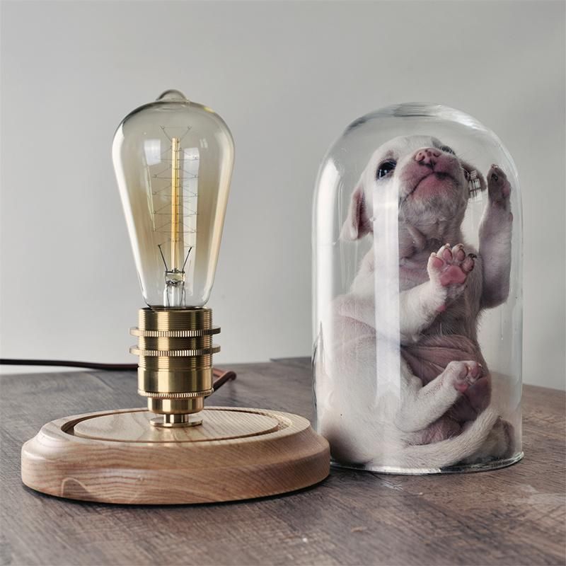 Glass Lampshade Vintage Lamp Bedroom Bedside Nightstand Lamp Light