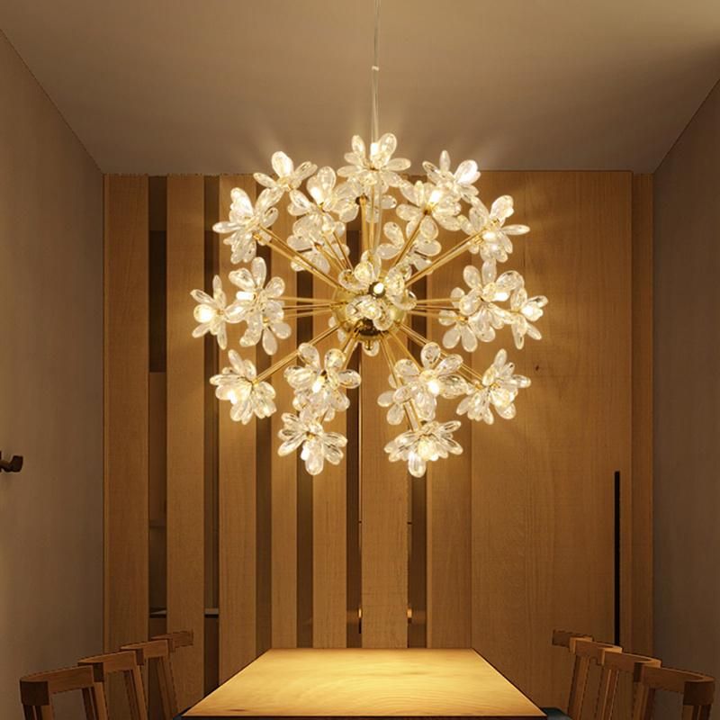 Floral Globe Crystal Chandelier Bedroom Dining Room Pendant Lamp Light