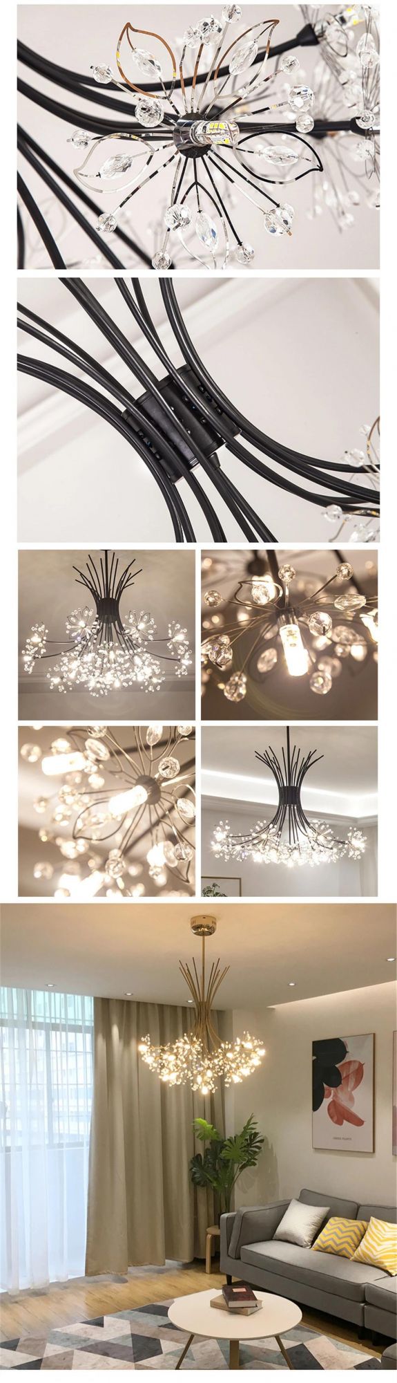 G4 LED Modern Crystal Chandelier Lighting for Dining Room