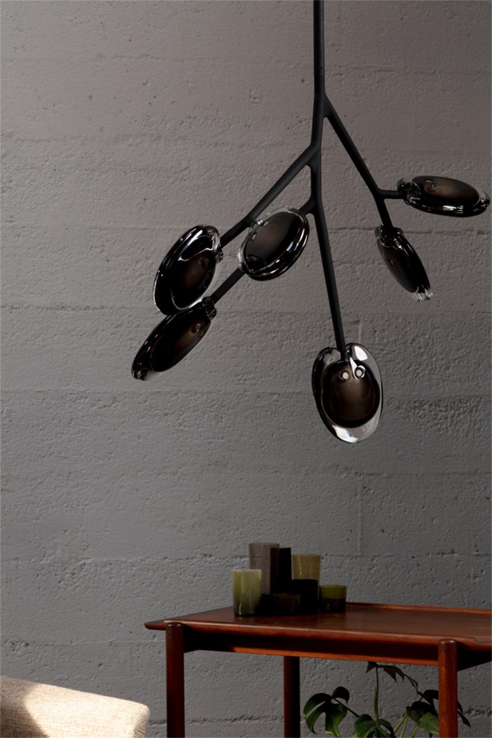 Home Living Room Modern Amber Black Cherry Branch Shape Pendant Light