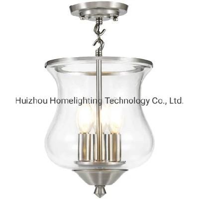 Jlc-C025 Modern Clear Glass Semi-Flush Mount 3-Light Lamp Decorative Light