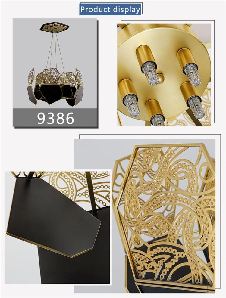 Modern Metal Carved Gold Decor Project High Quality Living Room Pendant Lamp