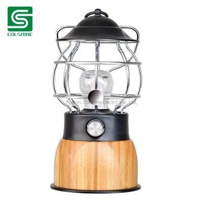 Dimmable Bamboo Lantern with Metal Hang
