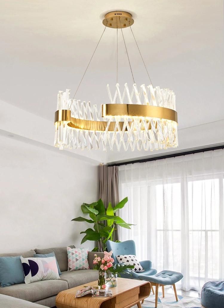 Post Modern Round Luxury Restaurant Crystal Chandelier Pendant Light in Gold
