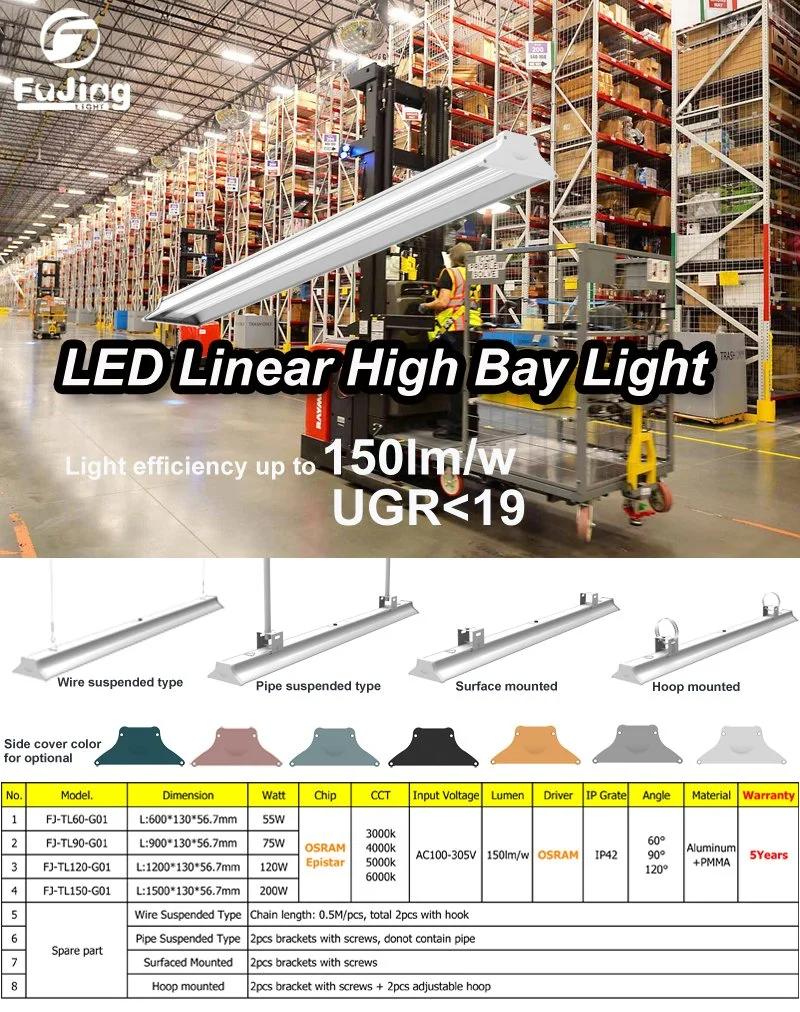 Aluminum Alloy 6063 LED Linear Light Used in Warehouse, Workshop 120W LED Industrial Light