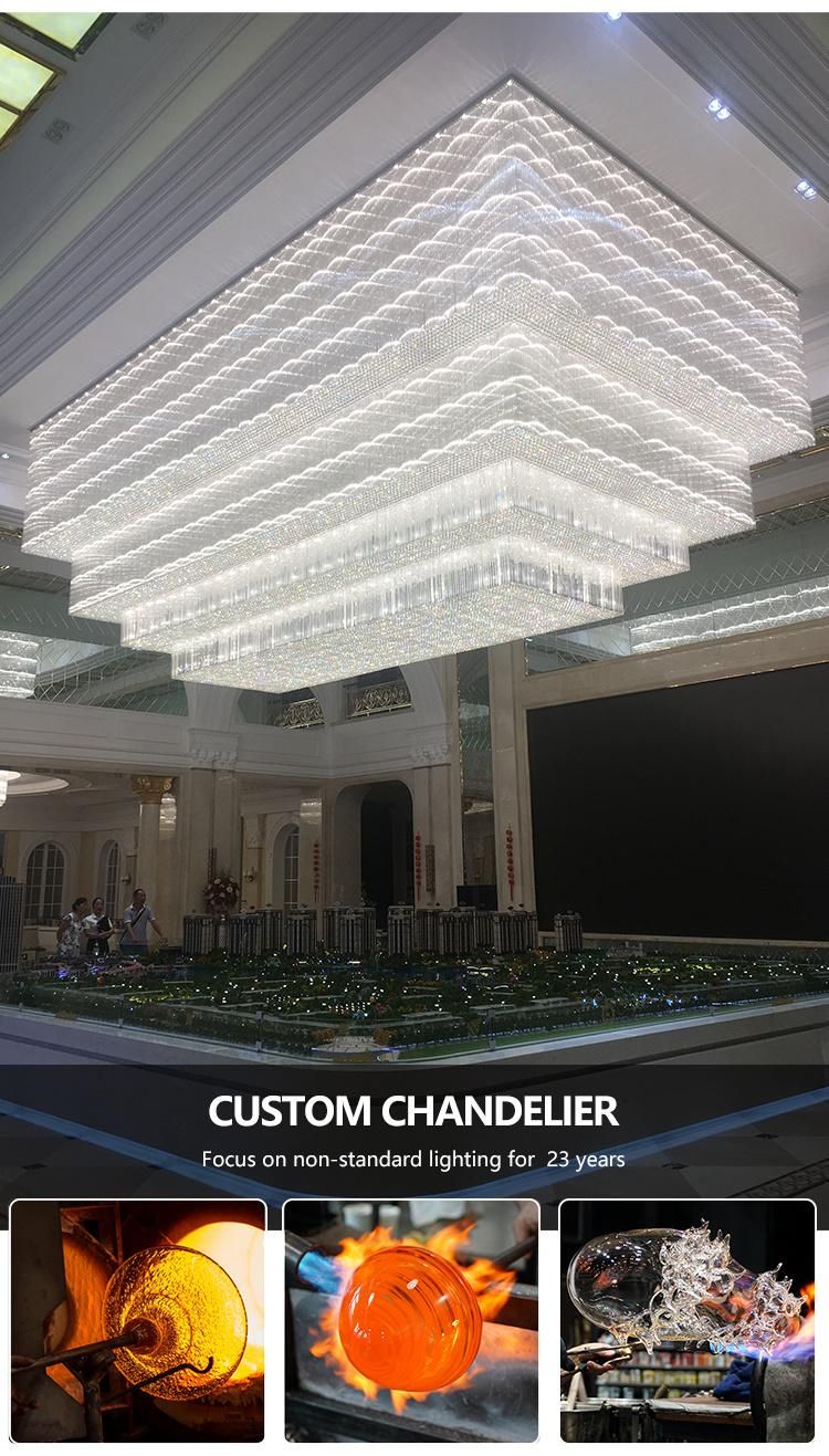 Luxury Light Fixture Modern Stair Hotel Banquet Hall Project Custom Ceiling Chandelier Lamp