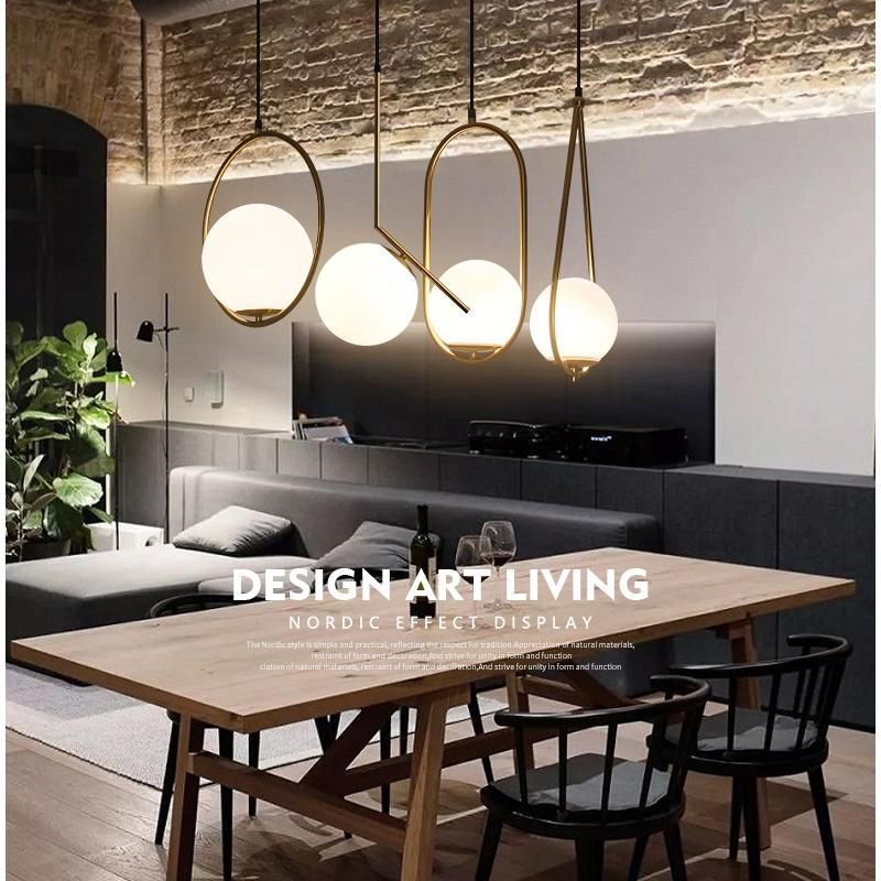 Nordic Glass Ball Pendant Light Gold Modern LED Chandelier Hanging Lamp