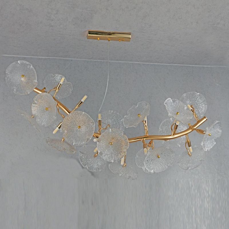 2022 New Modern Designer Sun Flower Glass Chandelier LED Flower-Shaped Dining Room Bedroom Ceiling Light