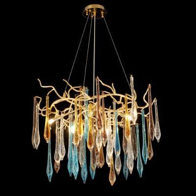 2022 Wholesale Indoor Living Room Bedroom LED Hanging Colorful Pendant Light Modern Luxury Chandeliers Crystal Light