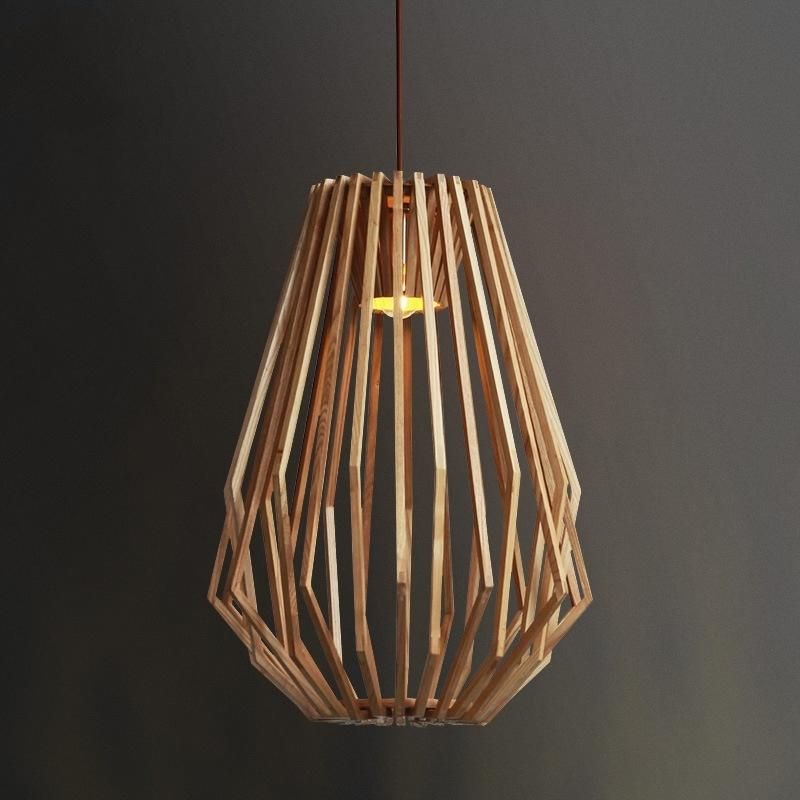 Nordic Wooden Cage Pendant Lamp for Indoor Home Decor Wooden Lamp (WH-AP-291)