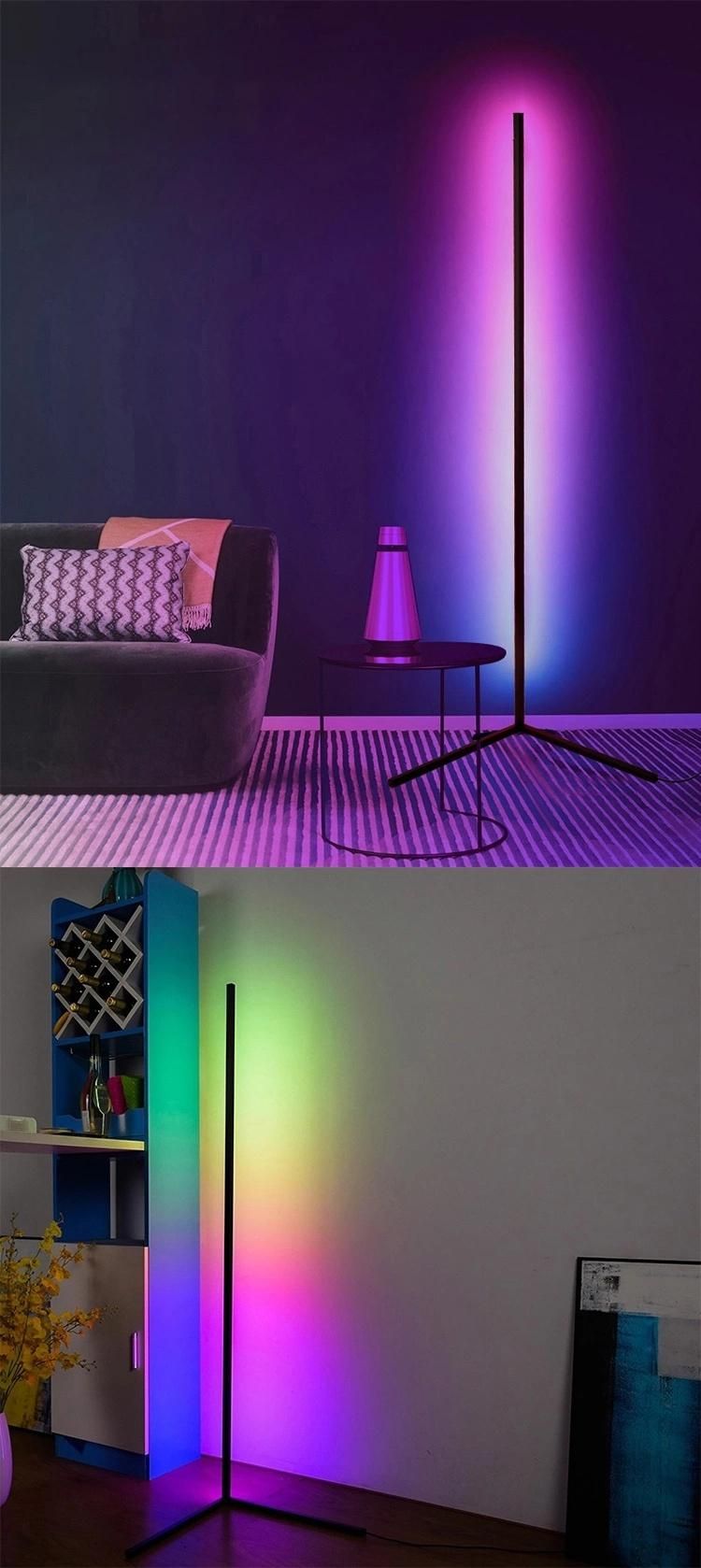 New Product Nordic Modern Designer Corner 140cm Remote Controlled Tripod LED RGB Floor Light Lamp Stand for Living Room