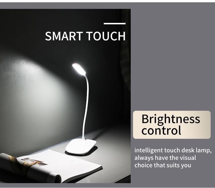 LED Desk Lamp Touch Switch Rechargeable Flexible Reading Light