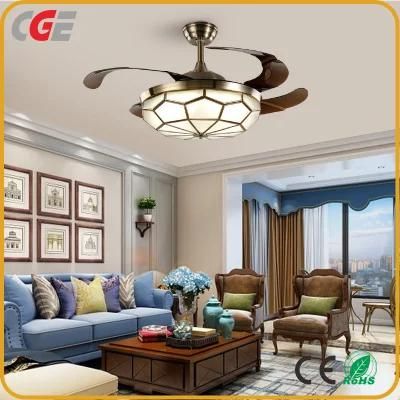 Retractable Ceiling Fan Light with Invisible Blades and Remote Control 3 Color Changes